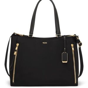 Tumi Voyageur Valetta Large Tote Black and Gold